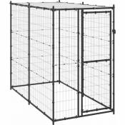 Helloshop26 - Chenil extérieur cage enclos parc animaux chien d'extérieur pour chiens acier avec toit 110 x 220 x 180 cm