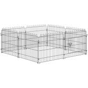 Pawhut - Parc enclos pour chiens chiots animaux domestiques diamètre 158 cm 8 panneaux 71L x 61H cm noir - Noir