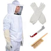 Avec grattoir, brosse à abeilles, gants, blanc - Taille