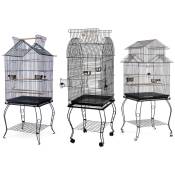 Cage Oiseaux avec Toit Ouvrable Volière à Roulettes pour Canaries Perroquet Perruches Cockatiels, 59 x 59 x 150 cm - Sifree