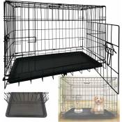 Hsha - Cage pour chien 77.5 x 48.5 x 55.5 cm Pliable avec 2 portes cage de transport Voiture Boîte Pour Chien Avec Plateau inférieur cage de