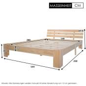 L&h-cfcahl - Lit adulte Lit double en bois avec tête de lit en cadre de lit avec sommier à lattes 200 x 140 cm bois massif fsc l&h