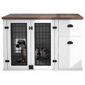 Maxxpet - Cage pour chien en bois 111x60x75 cm - Caisse pour chien - Cage pour chien pour la maison - Niche pour chien - Noyer/Blanc - white