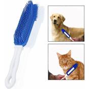 Peigne d'épilation pour animaux de compagnie, brosse de beauté pour chiens et chats, outil de nettoyage en silicone pour animalerie (207 bleu,