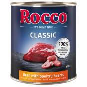 6x800g Classic bœuf, cœurs de volaille Rocco - Nourriture