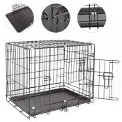 Cage pliante B.LIVEM® en métal avec 2 portes pour chien et animaux Noir 76*47*53cm