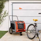 Vidaxl - Remorque de vélo pour animaux de compagnie orange et gris