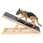 Einfeben - Rampe pour chiens 120 cm Hauteur réglable pour animaux domestiques Escalier pour chiens Rampe pour chiens antidérapante - Couleur du bois