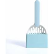 Aougo - Bleu – Pelle à litière – Outil de nettoyage en plastique abs de haute qualité – Durable et facile à nettoyer – 1 pièce (avec base)