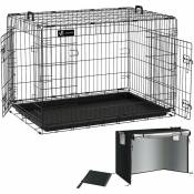 Cage pour chien pliable avec 2 portes verrouillable plateau amovible et housse de protection 107x70x78cm