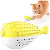 Fei Yu - Fournitures pour animaux de compagnie, jouets à mâcher sonores, herbe-aux-chats, poisson-globe, jouets de dentition pour chat (jaune)
