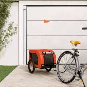 Vidaxl - Remorque de vélo pour chien orange et noir tissu oxford et fer