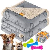 Couverture imperméable pour chiens Sherpa Fleece Couverture pour animaux + 3x os pour jouets lavable en machine protection de la housse du canapé des