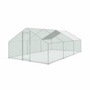 Enclos pour poulailler 18 m² - Babette - Volière en acier galvanisé bâche de toit imperméable et anti UV porte avec loquet enclos pour animaux 3x6m