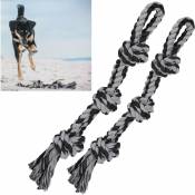Jouet pour chiens en corde, lot de 2, accessoire pour grands canins, robuste, à mâcher, 70 cm, noir/gris - Relaxdays