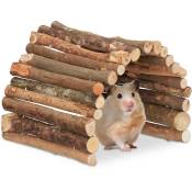 Pont en bois pour rongeurs, 20 x 40 cm, accessoire pour cage, lapins, cochons d'Inde, hamsters, nature - Relaxdays