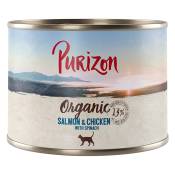 10x200g Organic bio : saumon, poulet, épinards Purizon pour chat + 2 boîtes offertes !