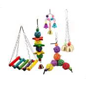 5 pièces oiseau jouet perroquet jouet ensemble balançoire cloche jouet perroquet jouet