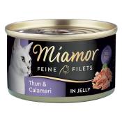 6x100g Miamor Filets Fins thon blanc, calamar en gelée - Pâtée pour chat