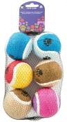 Jouet Chien - Filet de 6 balles de tennis colorées - Ø 6,5 cm