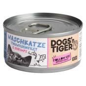 12 x 70 g Dogs’n Tiger Cat Filet, filets de thon et crevettes, nourriture humide pour chat