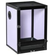 PawHut Terrarium vivarium boîte pour reptiles 32 x 32 x 46 cm avec passe-câble, fond en ABS, plateau amovible noir