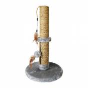 TYROL Poteau griffoir en jonc de mer - Avec jouet souris - 30 x 30 x 50 cm - Pour chat