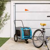Vidaxl - Remorque de vélo pour animaux de compagnie bleu et gris