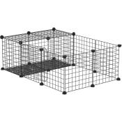 Cage parc enclos rongeurs modulable dim. L 105 x l 70 x H 35 cm résine PP fil métallique noir - Noir