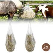 Filet à foin sac à foin filet à foin filet extrêmement résistant à la déchirure pour chevaux moutons bovins 2 pièce 160 x 100cm - Blanc - Tolletour