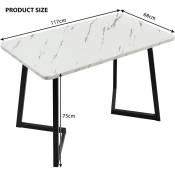 L&h-cfcahl - Table de salle à manger 117x68cm,(1-St), Structure en métal Table de salle à manger rectangulaire en marbre moderne Table de cuisine