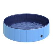 PawHut Piscine pour chiens bassin pliable bouchon vidange fond antidérapant diamètre 1,20 m bleu
