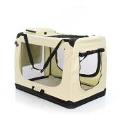 Caisse transport beige pliable pour animaux domestiques xxxl (100x69x69cm) Poignée Couverture - beige - Fudajo