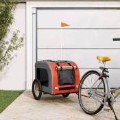 Remorque de vélo pour chien orange et gris tissu oxford
