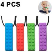 4 Pack Sensory Chew Necklace For Kids Toddlers With Autism ,biting Needs,oral Motor Chewy Stick,teether Toys For Autistic Chewers,gum-friendly - Crea