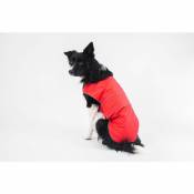 Beddog - Manteau pour chien avec réflecteurs, veste anti-éclaboussures, doublée en molleton, très ajustable, fermeture velcro, trou de laisse:rouge,