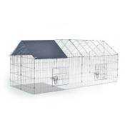 Cage enclos extérieur grillagé 75x180cm pour lapin,