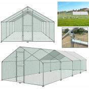 Cages et Poulaillers en Acier Galvanisé, Cage de Volaille Enclos Extérieur avec Toit de Protection Solaire en pe, Grand d'Espace d'Activité pour