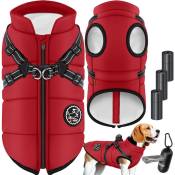 Lovpet - Veste pour chien Manteau pour chien avec harnais 45 sacs à crottes + distributeur inclus Veste d'hiver pour chien doublée et imperméable