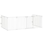 PawHut Barrière de sécurité barrière de protection cheminée parc enclos chien pliable modulable 8 panneaux porte sans perçage