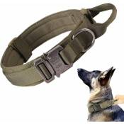 1 collier tactique pour chien, collier pour chien personnalisé, collier de dressage réglable pour chiens de taille moyenne à grande(Col Vert Armée xl)