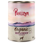 Lot Purizon Organic Bio 12 x 400 g pour chien - canard, poulet & courgettes