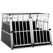 Cadoca - Cage de transport pour animaux domestiques noir argent caisse chien boîte grille Cage pour animaux xxl