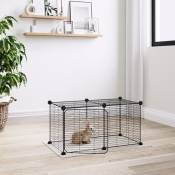 Cage animaux de compagnie à 8 panneaux et porte Noir 35x35 cm - The Living Store - Noir