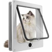 Chatière magnétique à 4 voies 19 x 22 x 5.5 cm pour chats et petits chiens, porte avec tunnel pour animaux de compagnie - Blanc M - Blanc