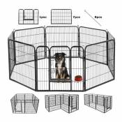 Enclos pour Chien, Parc pour Animal de Compagnie, 80x60 cm, 8 Panneaux, Noir enclos pour chiens