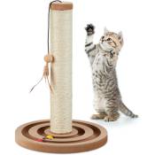 Griffoir pour chat, HxD : 45x30 cm, tronc à gratter interactif, colonne en sisal avec jouet, intérieur, marron - Relaxdays