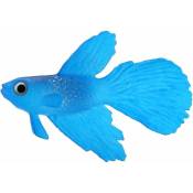 Aquarium poisson nageur en plastique, siliCône petits poissons réaliste et faux aquarium décoration (Betta Bleu) Fei Yu