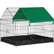 Cage parc enclos rongeurs dim. 90L x 75l x 75H cm - bâche de sol/toit imperméable, porte, trappe - acier oxford noir vert - Noir