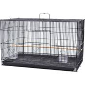 Aqrau - Volière Cage Rectangulaire,Cage Oiseaux Canaries Perroquet En Métal Avec Mangeoire Et Plateau -75.5X45X45cm Noir